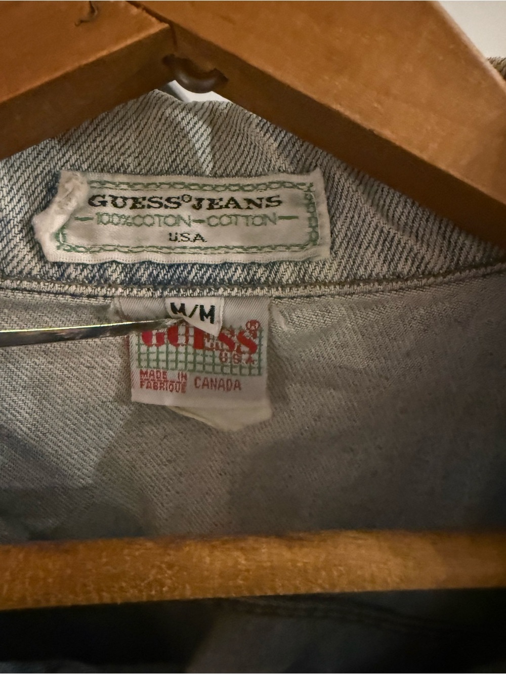 GUESS Light Blue Denim Jacket with Red Logo Tag